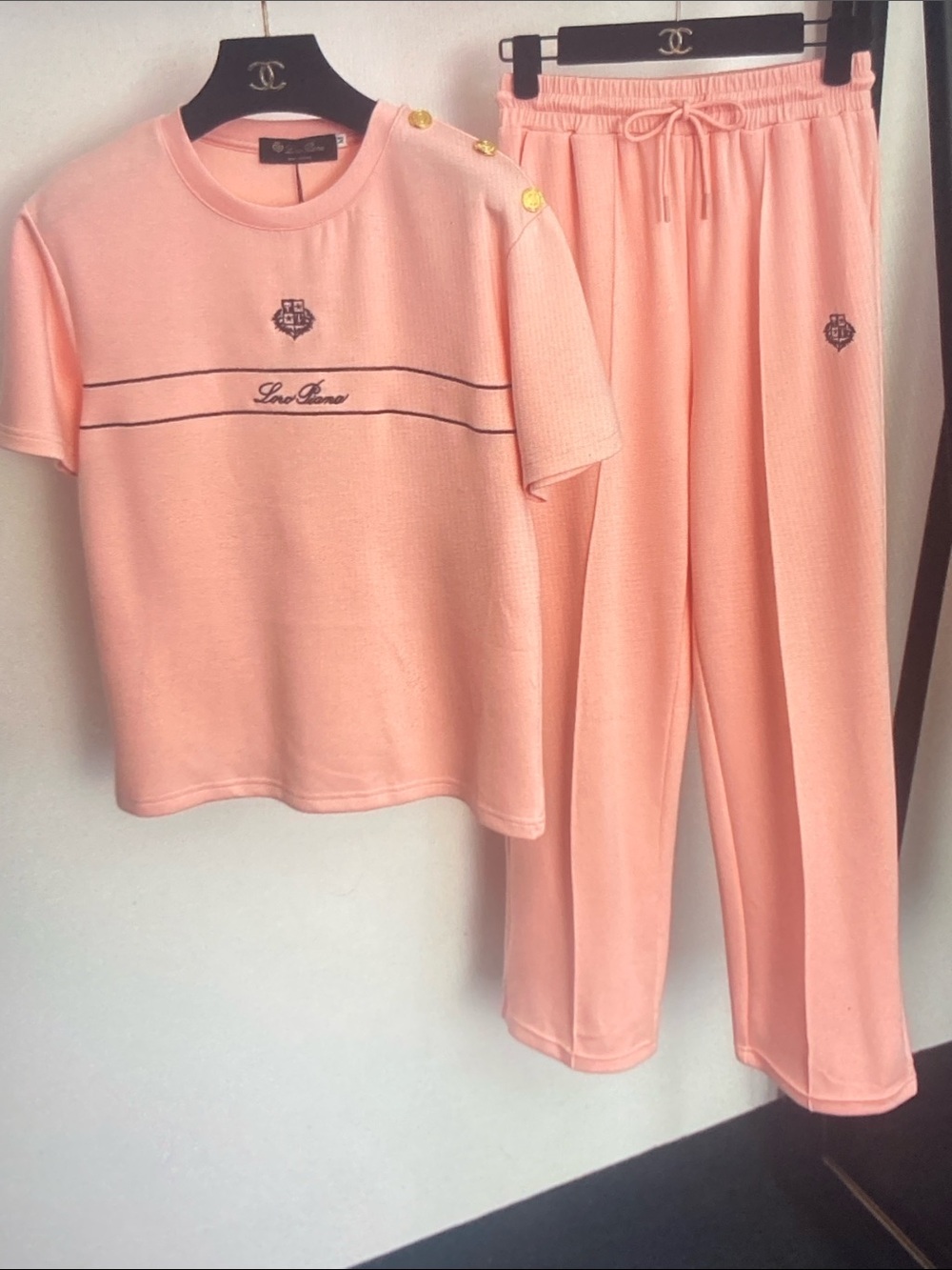 Loro Piana Pink Short Sleeve Top & Jogger Pants Set